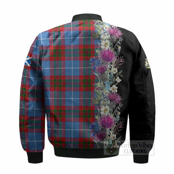 Congilton Tartan Crest Thistle Floral Bomber Jacket - Tartan Vibes Clothing