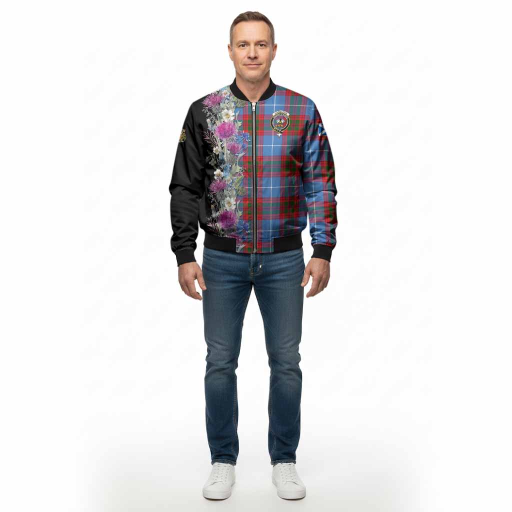 Congilton Tartan Crest Thistle Floral Bomber Jacket - Tartan Vibes Clothing