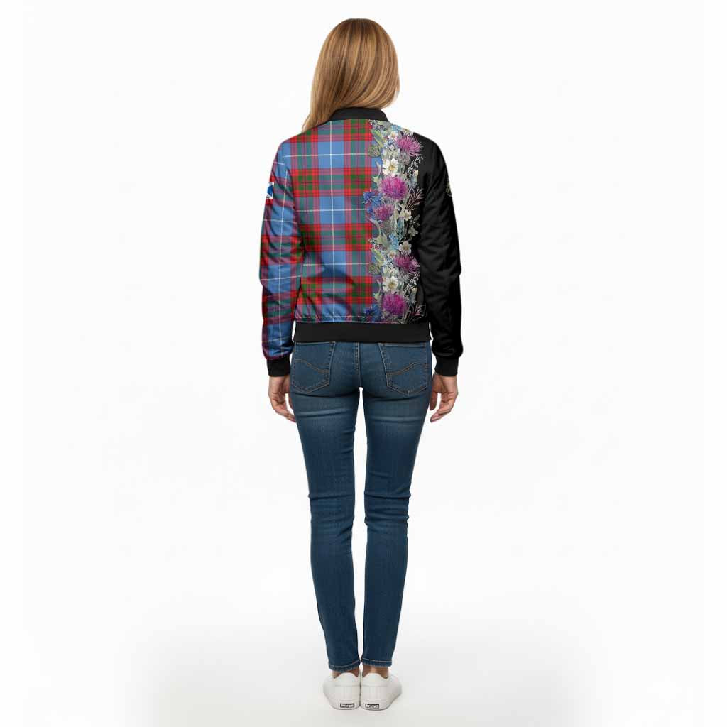 Congilton Tartan Crest Thistle Floral Bomber Jacket - Tartan Vibes Clothing