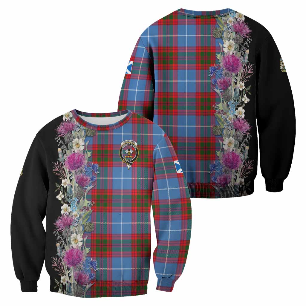 Congilton Tartan Crest Thistle Floral Sweatshirt - Tartan Vibes Clothing
