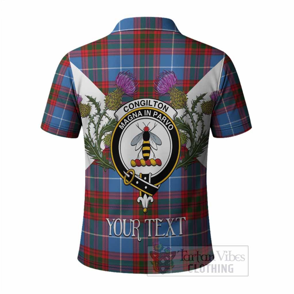 Congilton Tartan Family Crest Polo Shirt Scottish Burns Night Thistle Floral