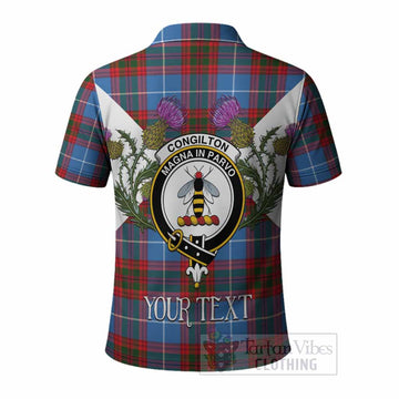 Congilton Tartan Family Crest Polo Shirt Scottish Burns Night Thistle Floral