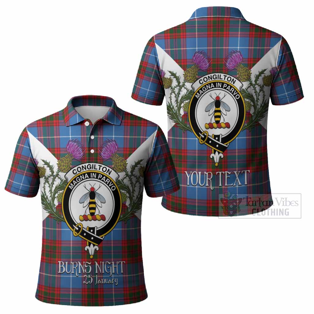 Congilton Tartan Family Crest Polo Shirt Scottish Burns Night Thistle Floral