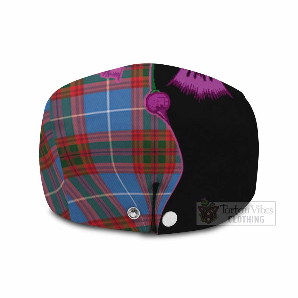 Congilton Tartan Flat Cap, Jeff Cap Traditional Scottish Thistle