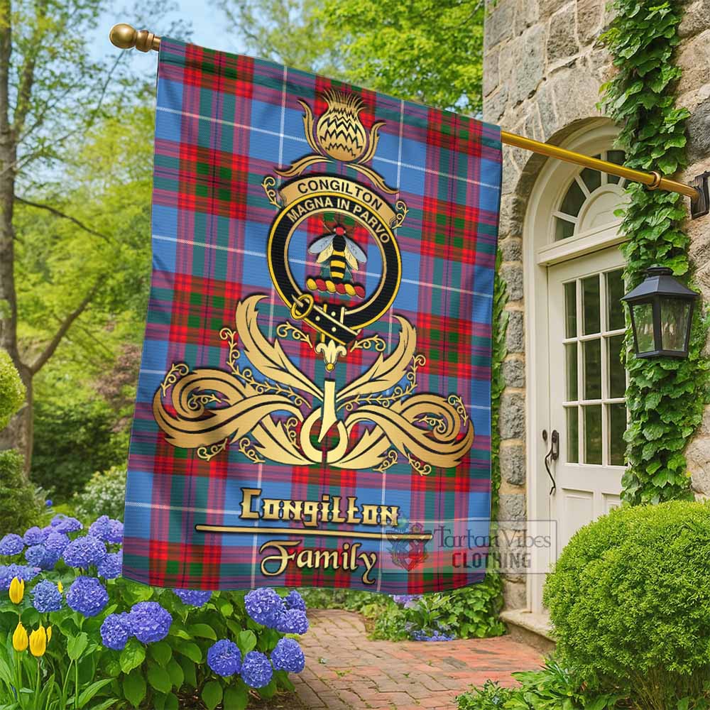 Congilton Tartan Garden Flag with Highland Thistle Cherish Family Crest Style - Tartan Vibes Clothing
