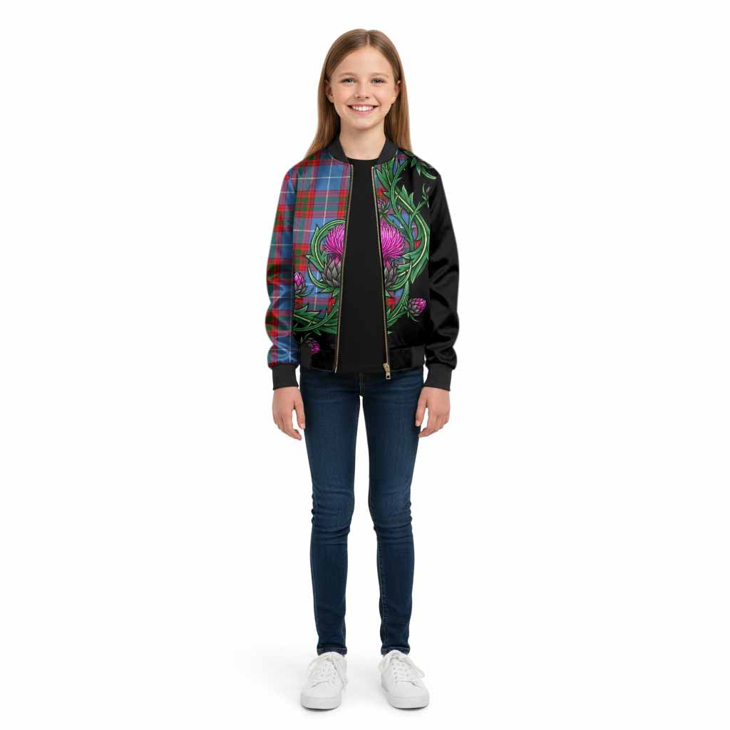 Congilton Tartan Kid Bomber Jacket Resilient Scottish Thistle - Tartan Vibes Clothing