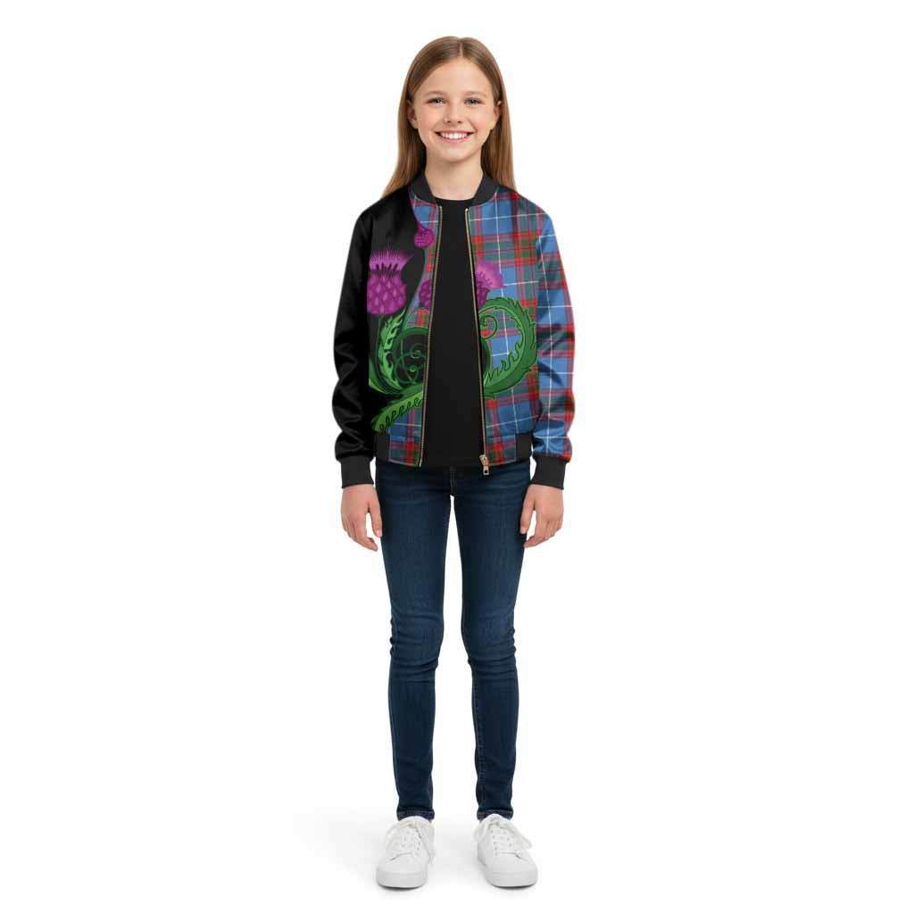 Congilton Tartan Kid Bomber Jacket Traditional Scottish Thistle - Tartan Vibes Clothing