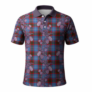 Congilton Tartan Polo Shirt Seamless Scottish Thistle Flowers