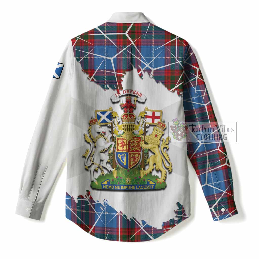 Congilton Tartan Women Casual Shirt with Family Crest and Lion Rampant Grunge Style