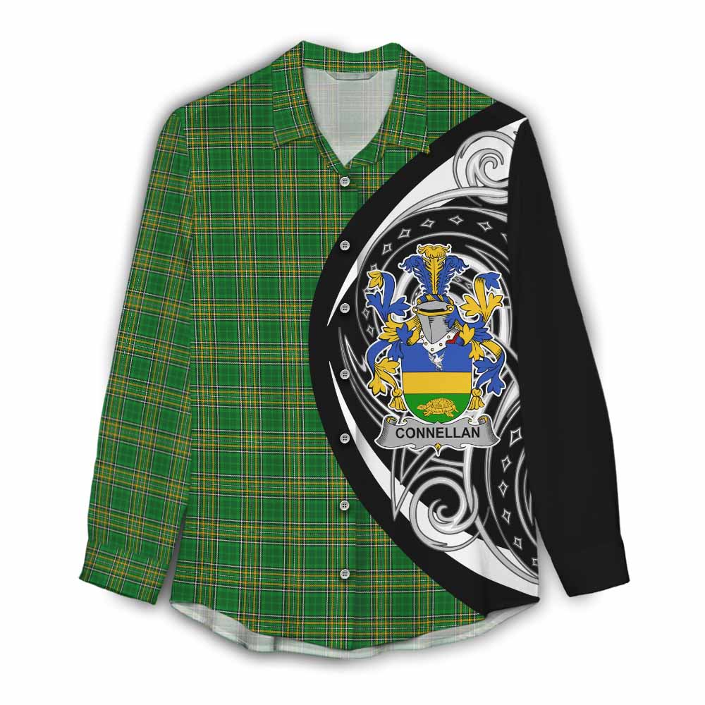Connellan Irish Clan Women's Casual Shirt Celtic Circle Style Female - Tartan Vibes Clothing