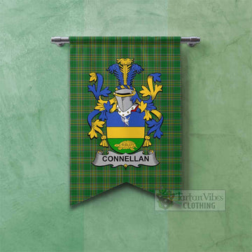 Tartan Vibes Clothing Connellan Irish Clan Tartan Gonfalon, Tartan Banner with Coat of Arms