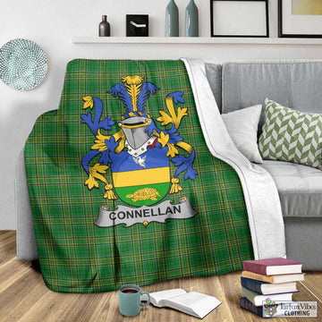 Tartan Vibes Clothing Connellan Irish Clan Tartan Blanket with Coat of Arms
