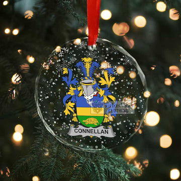 Tartan Vibes Clothing Connellan Irish Clan Christmas Glass Ornament with Coat of Arms