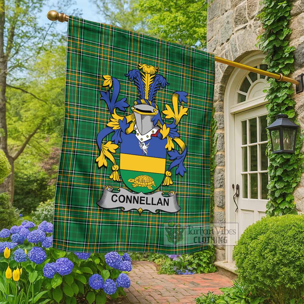 Connellan Irish Clan Tartan Flag with Coat of Arms