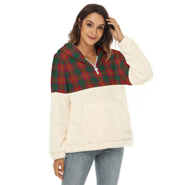 Connolly Tartan Half Style Women's Borg Fleece Hoodie with Half Zip Female - Tartan Vibes Clothing