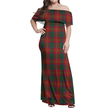 Connolly Tartan Off Shoulder Long Dress Women's Dress - Tartan Vibes Clothing