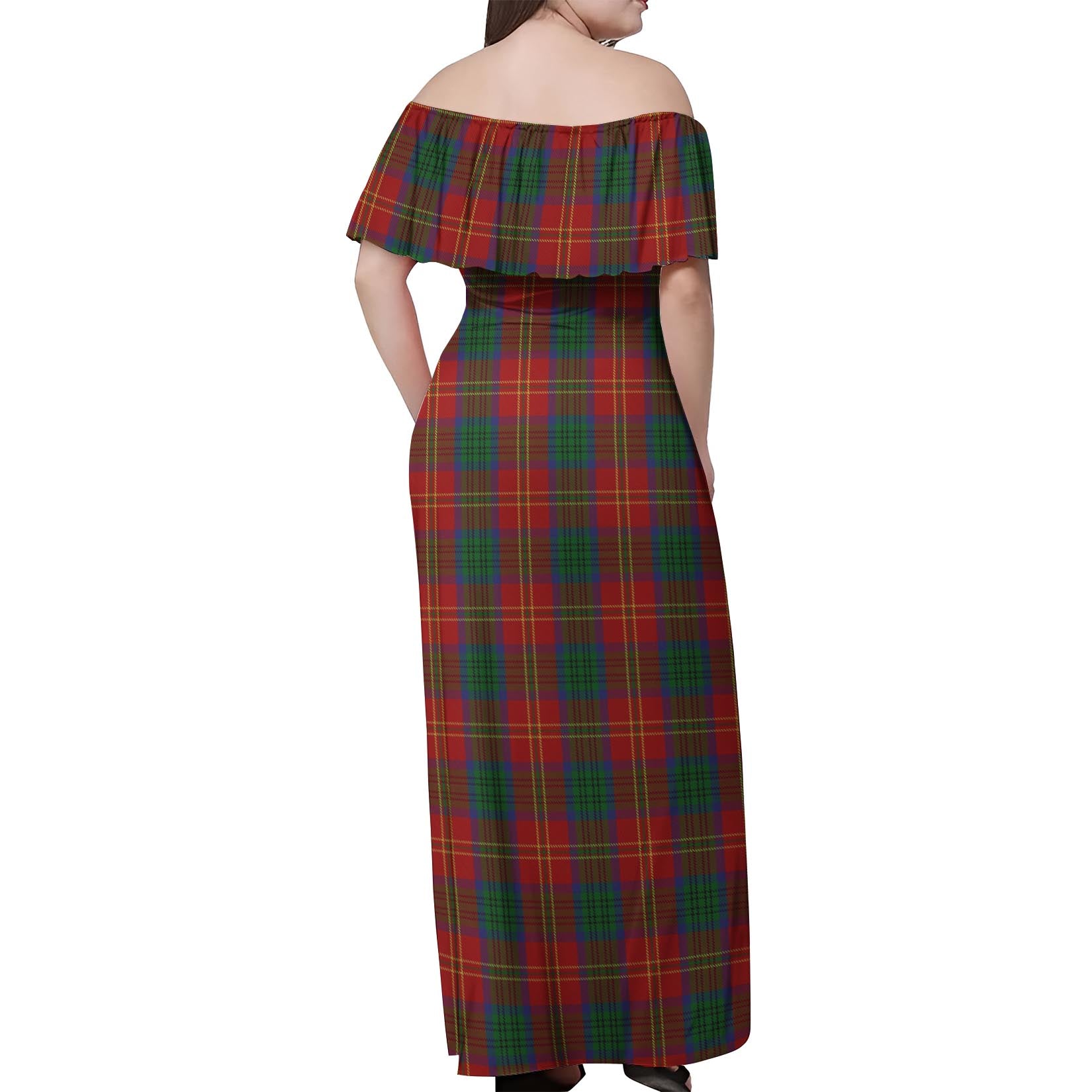 Connolly Tartan Off Shoulder Long Dress - Tartan Vibes Clothing