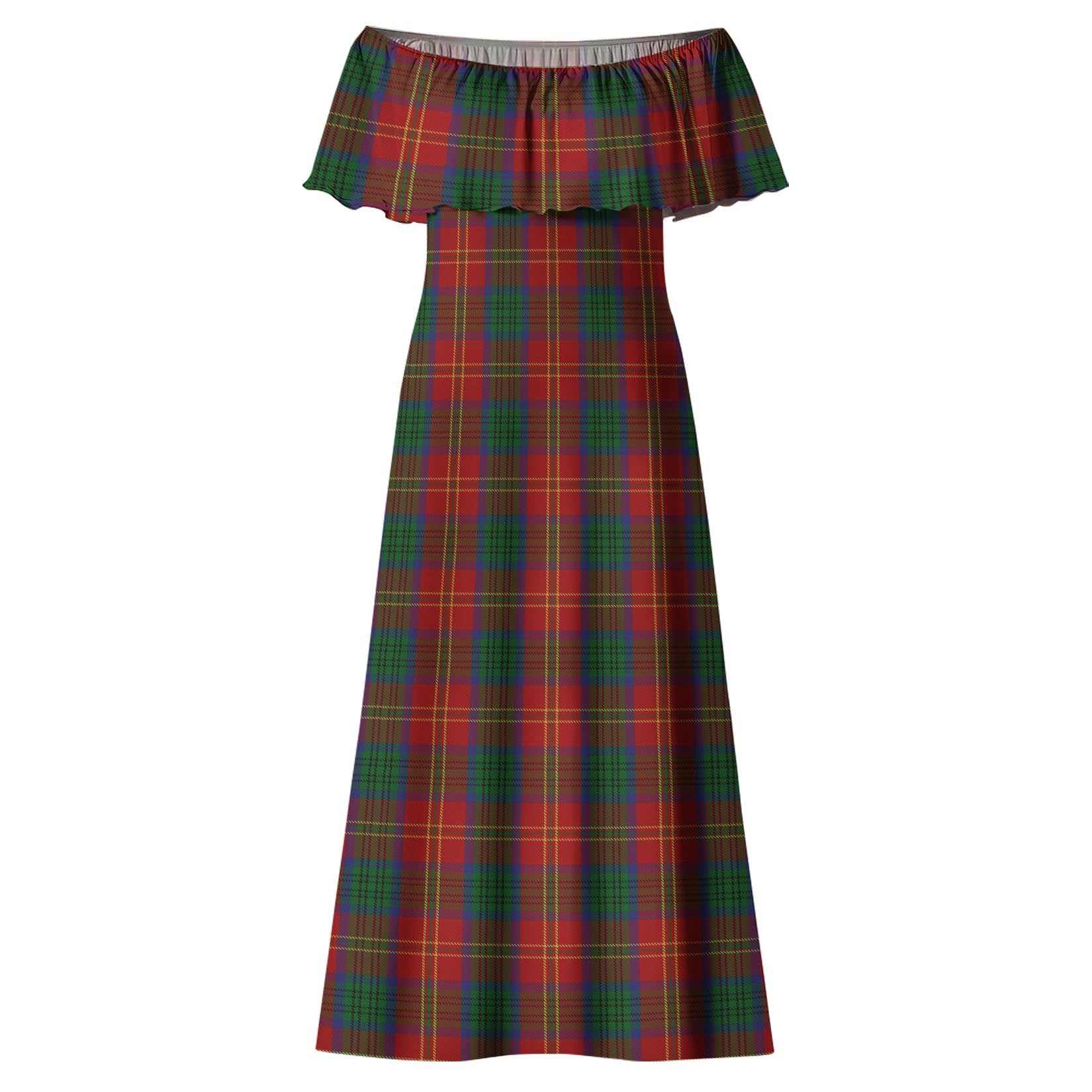 Connolly Tartan Off Shoulder Long Dress - Tartan Vibes Clothing