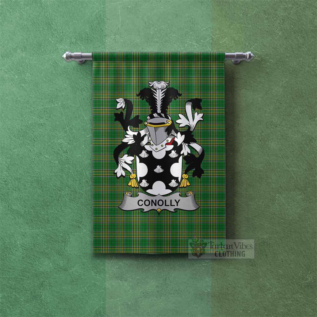 Conolly Irish Clan Tartan Gonfalon, Tartan Banner with Coat of Arms Rectangle - Tartan Vibes Clothing
