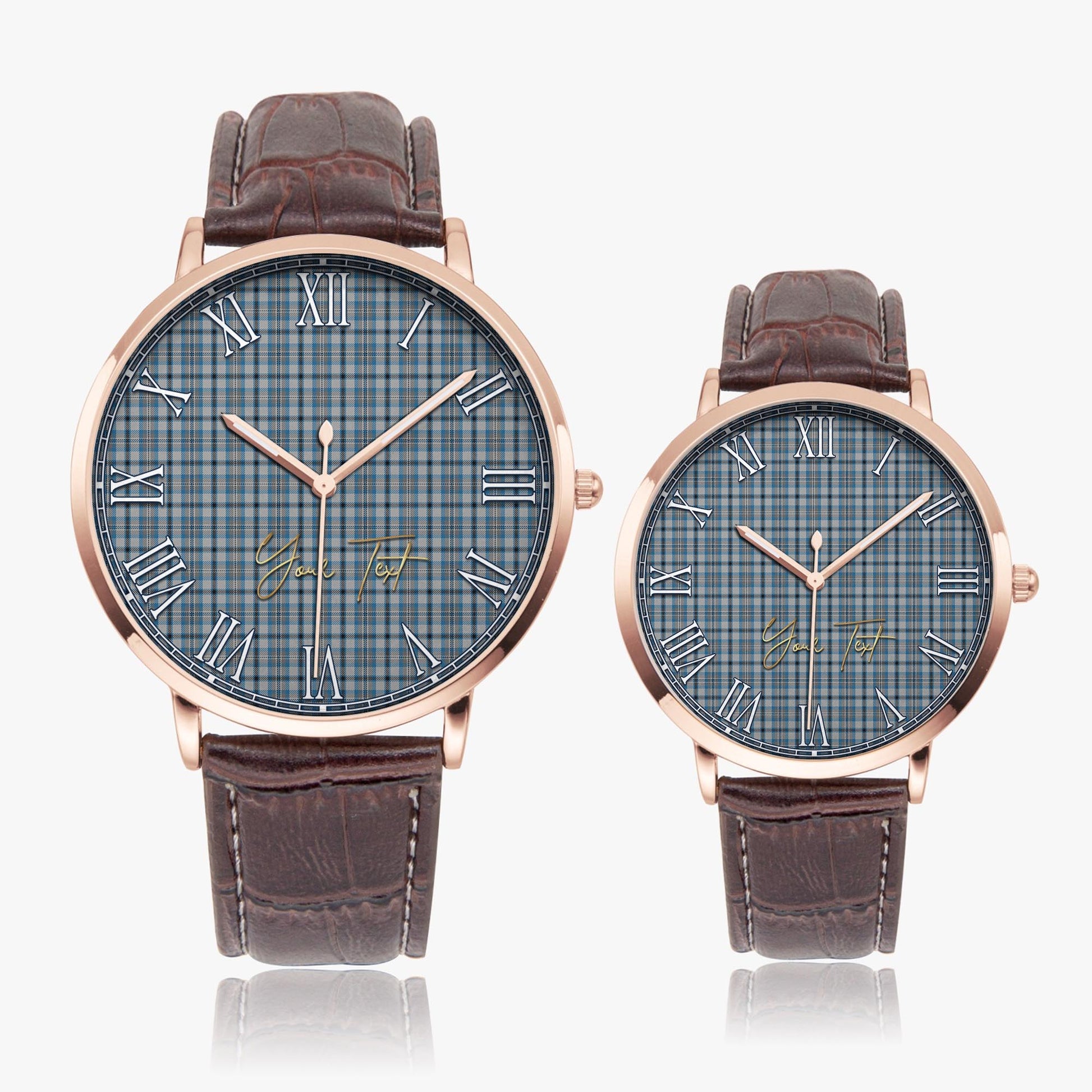 Conquergood Tartan Personalized Your Text Leather Trap Quartz Watch - Tartan Vibes Clothing