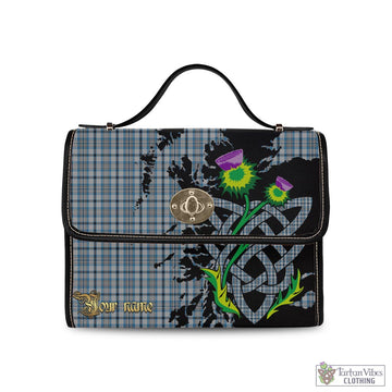 Conquergood Tartan Waterproof Canvas Bag with Scotland Map and Thistle Celtic Accents