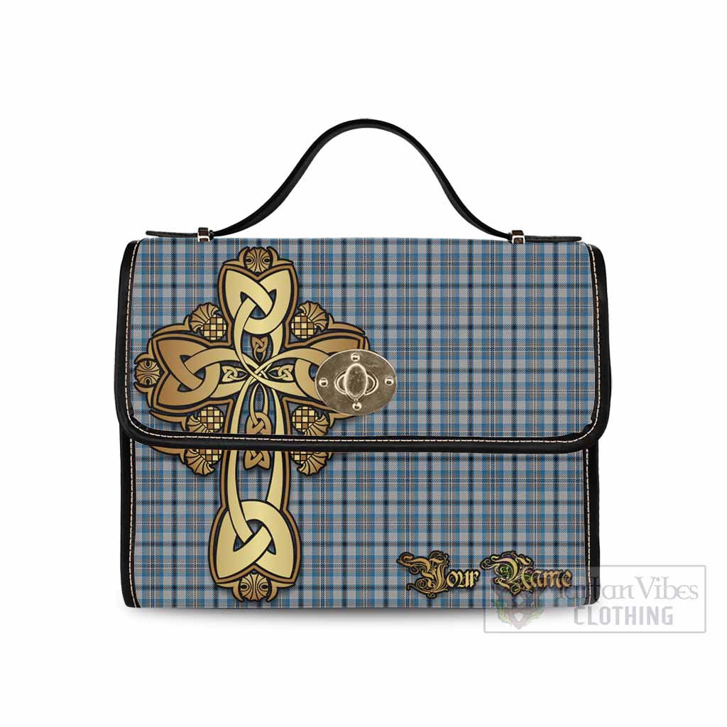 Tartan Vibes Clothing Conquergood Tartan Waterproof Canvas Bag Golden Thistle Celtic Cross Style