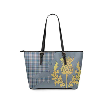Conquergood Tartan Leather Tote Bag Gold Thistle Style - Tartan Vibes Clothing