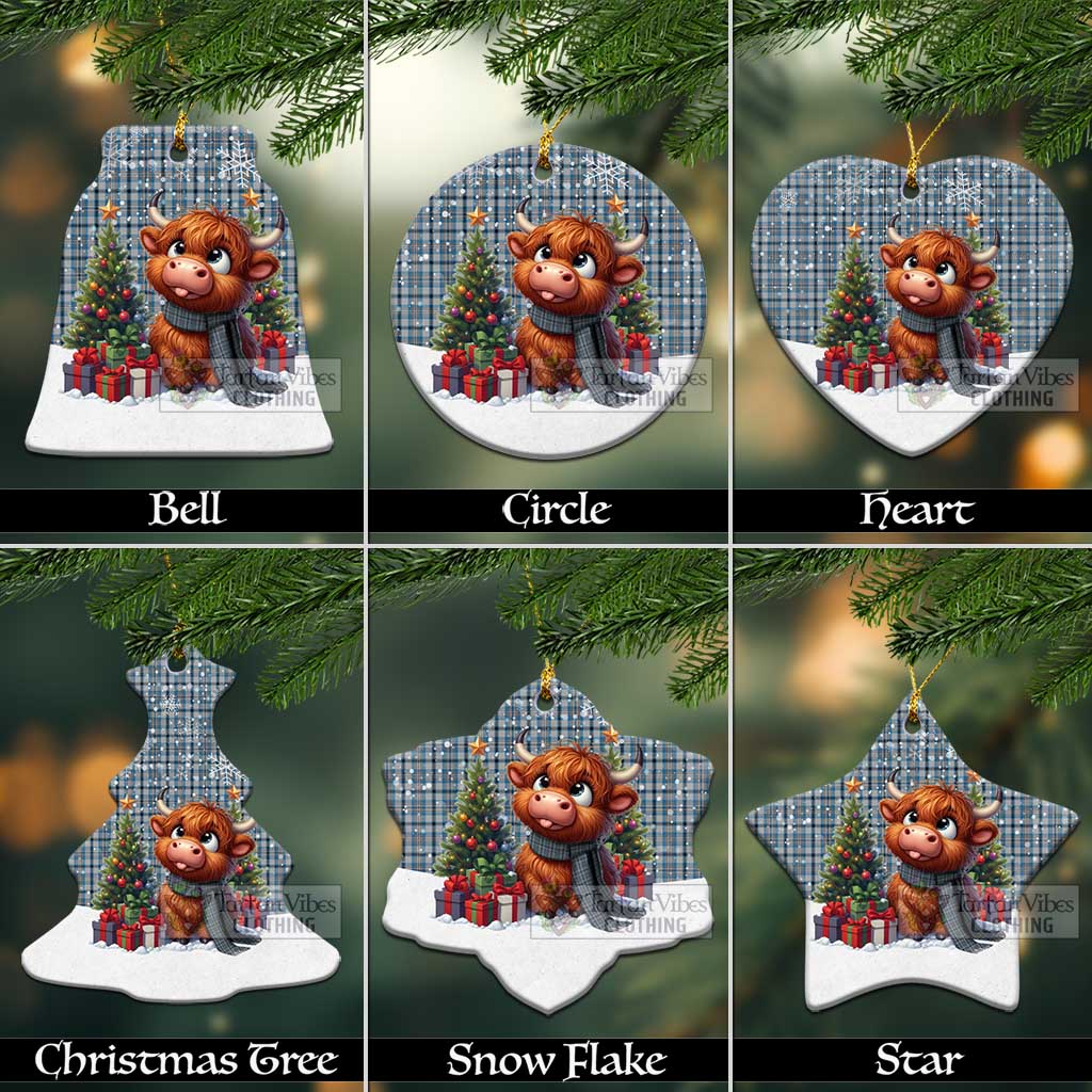 Conquergood Tartan Christmas Ceramic Ornament with Adorable Highland Coo Ceramic - Tartan Vibes Clothing