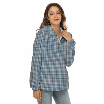Tartan Vibes Clothing Conquergood Tartan Women's Borg  Half Zip Fleece Hoodie