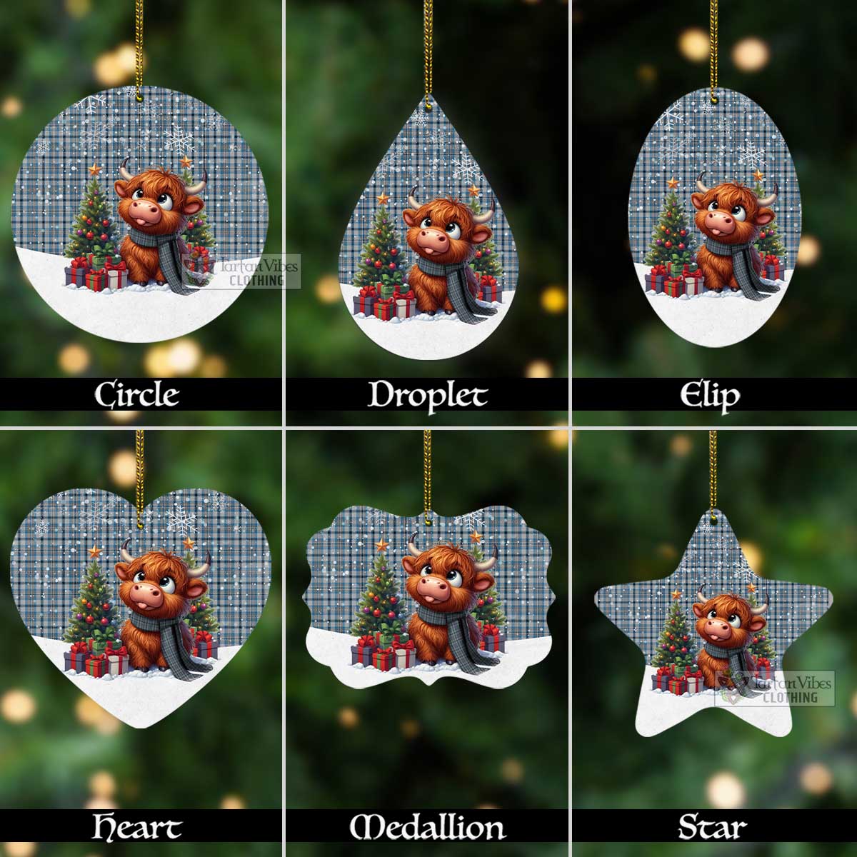 Conquergood Tartan Christmas Aluminium Ornament with Adorable Highland Coo Aluminium - Tartan Vibes Clothing