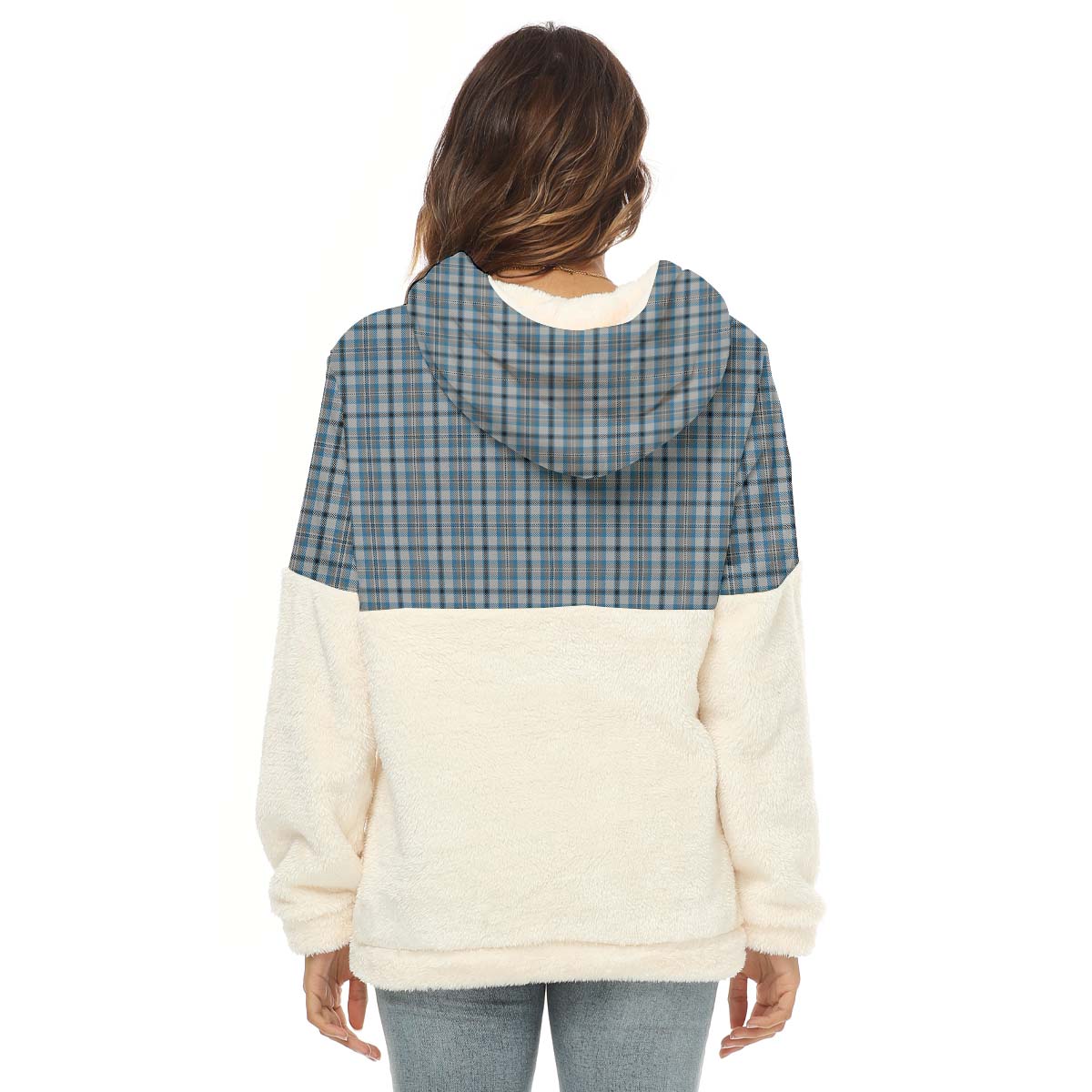 Conquergood Tartan Half Style Women's Borg Fleece Hoodie with Half Zip - Tartan Vibes Clothing