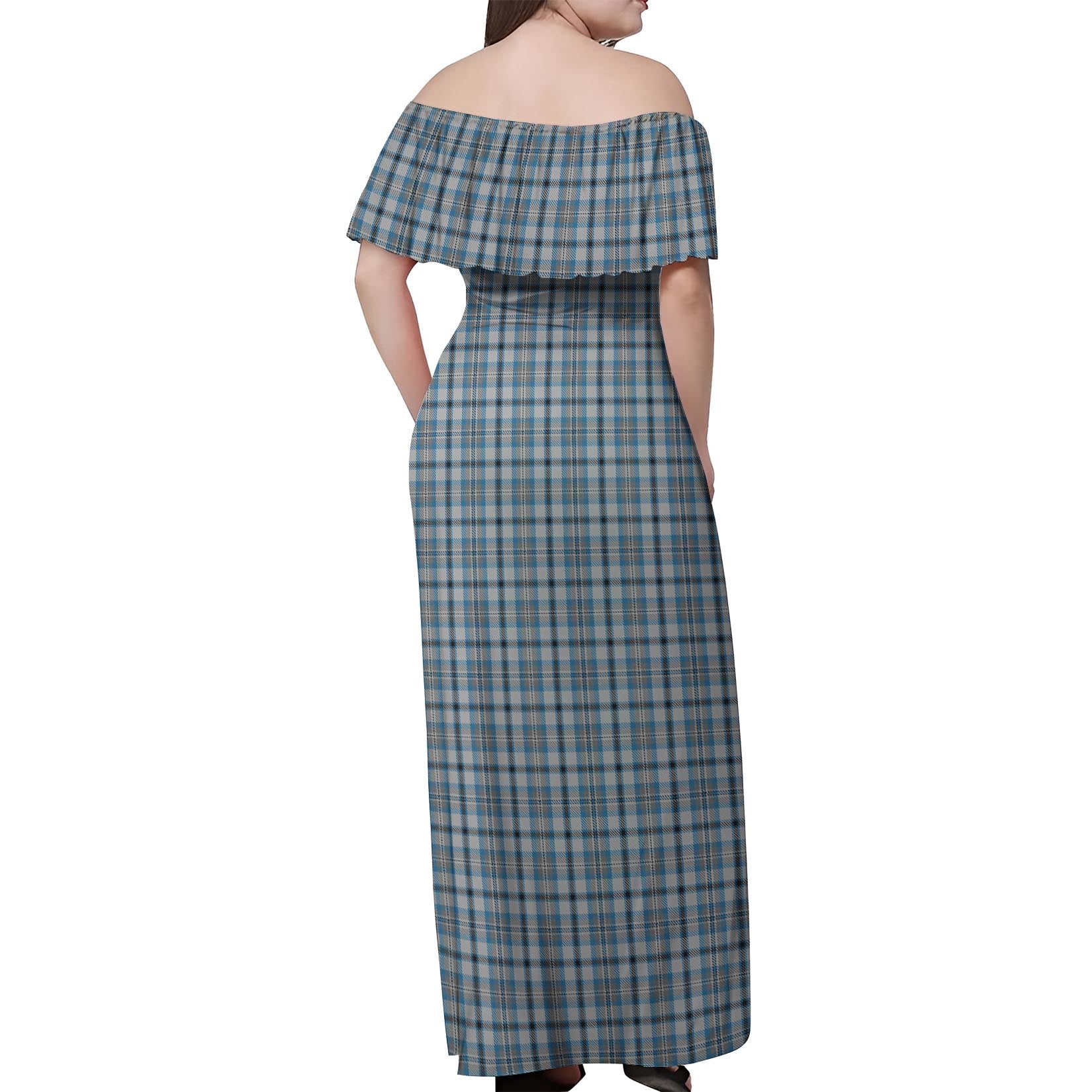 Conquergood Tartan Off Shoulder Long Dress - Tartan Vibes Clothing