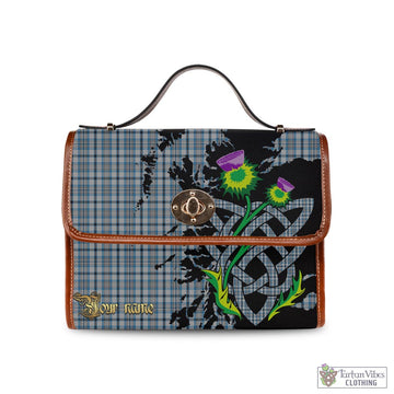 Conquergood Tartan Waterproof Canvas Bag with Scotland Map and Thistle Celtic Accents