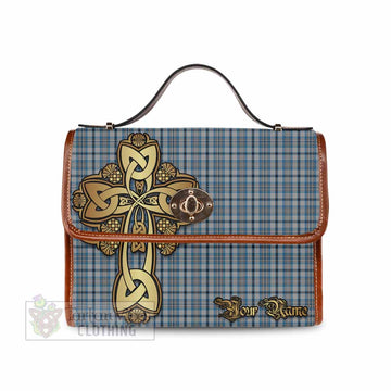 Tartan Vibes Clothing Conquergood Tartan Waterproof Canvas Bag Golden Thistle Celtic Cross Style