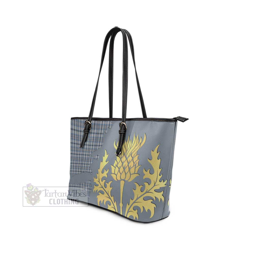 Conquergood Tartan Leather Tote Bag Gold Thistle Style - Tartan Vibes Clothing