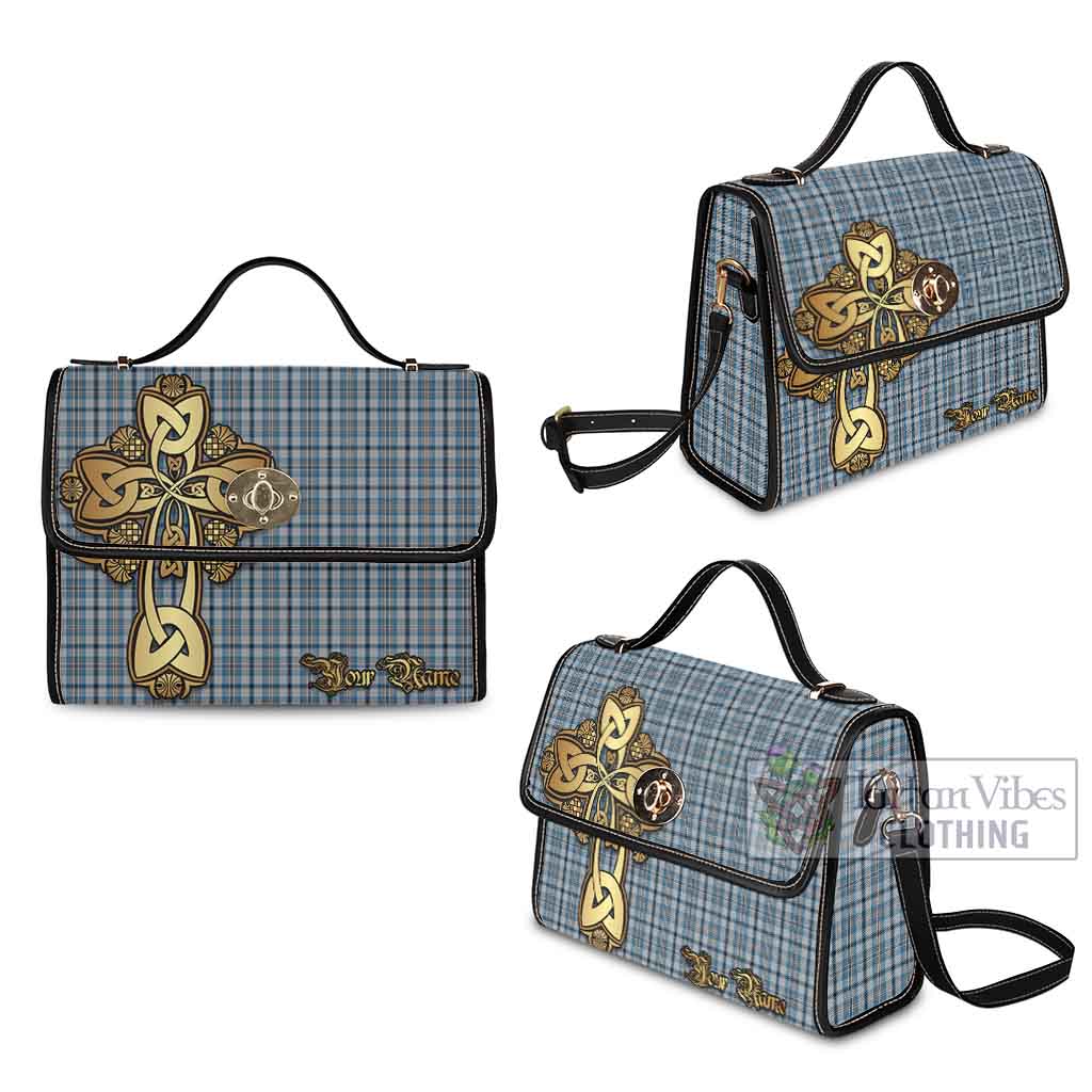 Tartan Vibes Clothing Conquergood Tartan Waterproof Canvas Bag Golden Thistle Celtic Cross Style