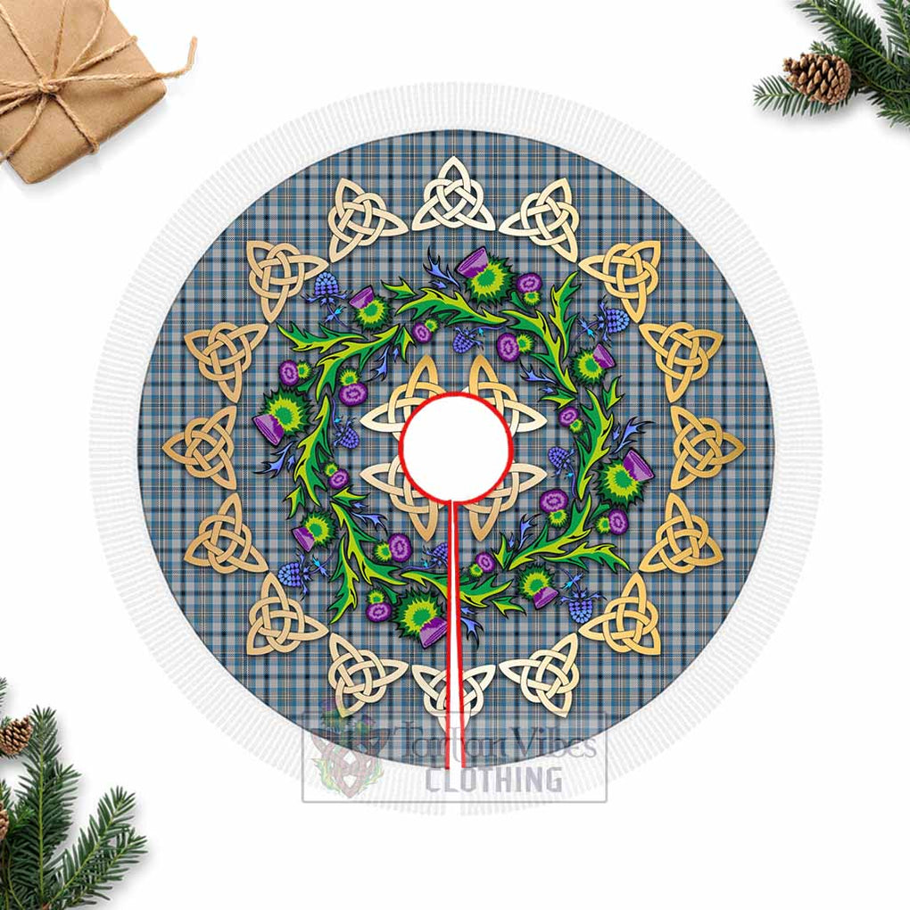 Tartan Vibes Clothing Conquergood Tartan Christmas Tree Skirt with Thistle Celtic Knot Style