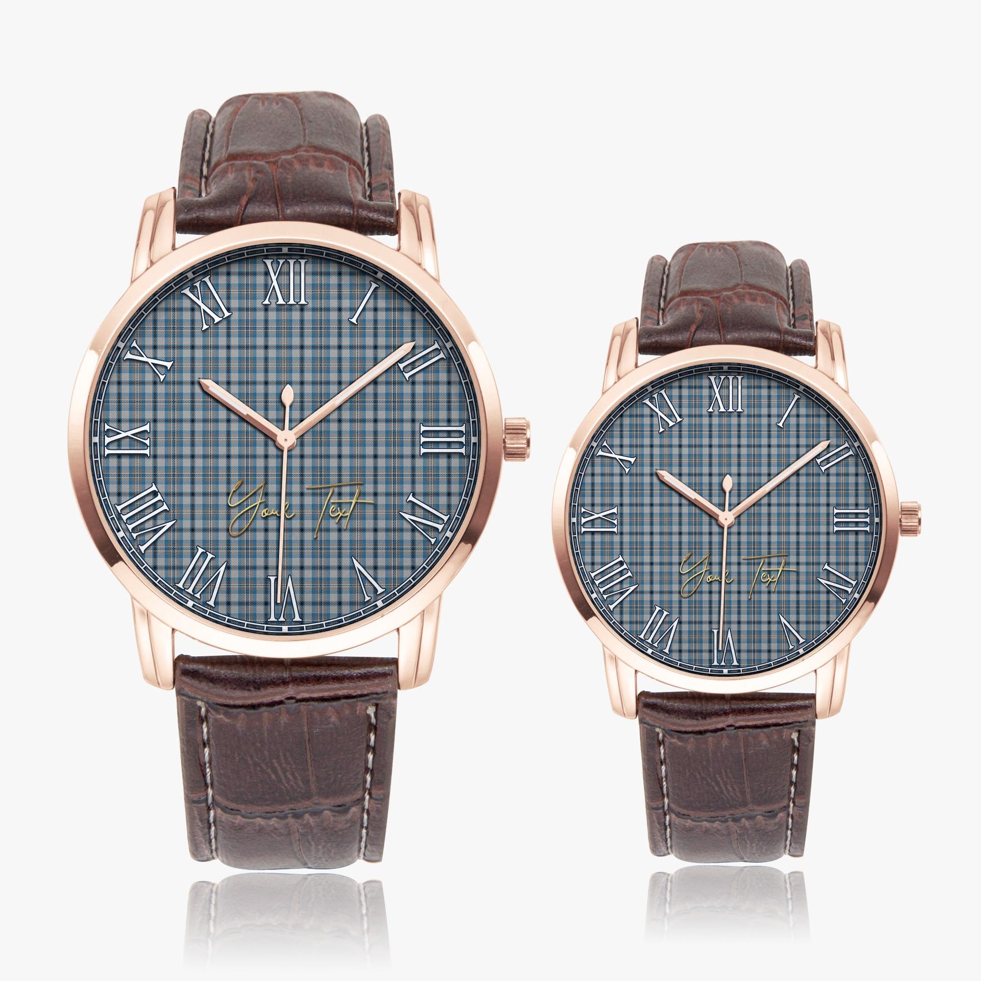 Conquergood Tartan Personalized Your Text Leather Trap Quartz Watch - Tartan Vibes Clothing