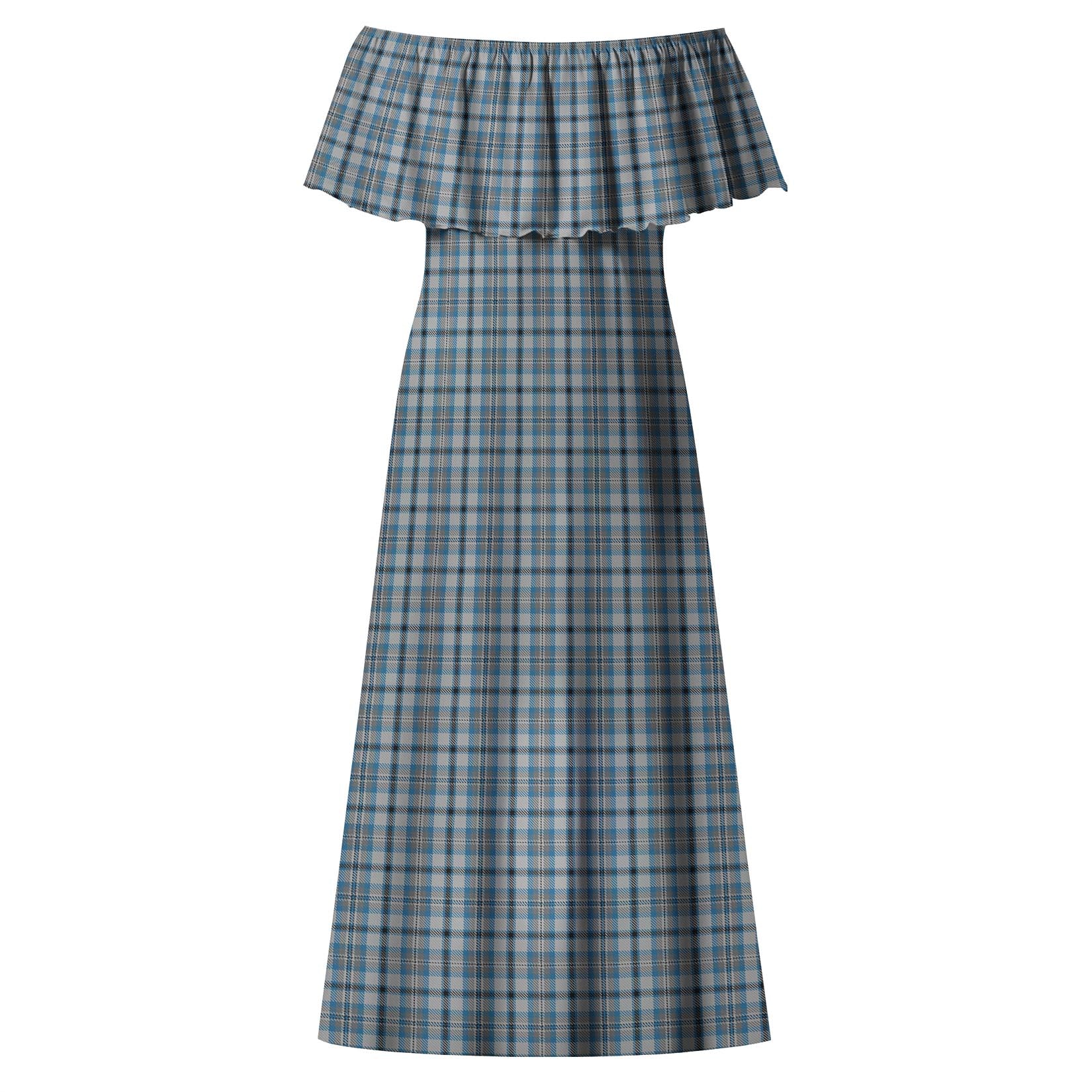 Conquergood Tartan Off Shoulder Long Dress - Tartan Vibes Clothing