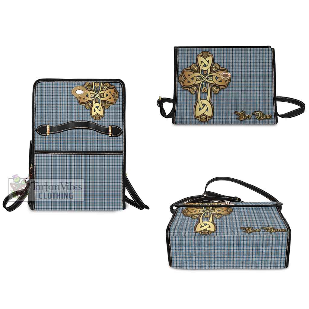 Tartan Vibes Clothing Conquergood Tartan Waterproof Canvas Bag Golden Thistle Celtic Cross Style