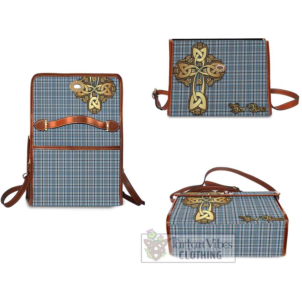 Tartan Vibes Clothing Conquergood Tartan Waterproof Canvas Bag Golden Thistle Celtic Cross Style