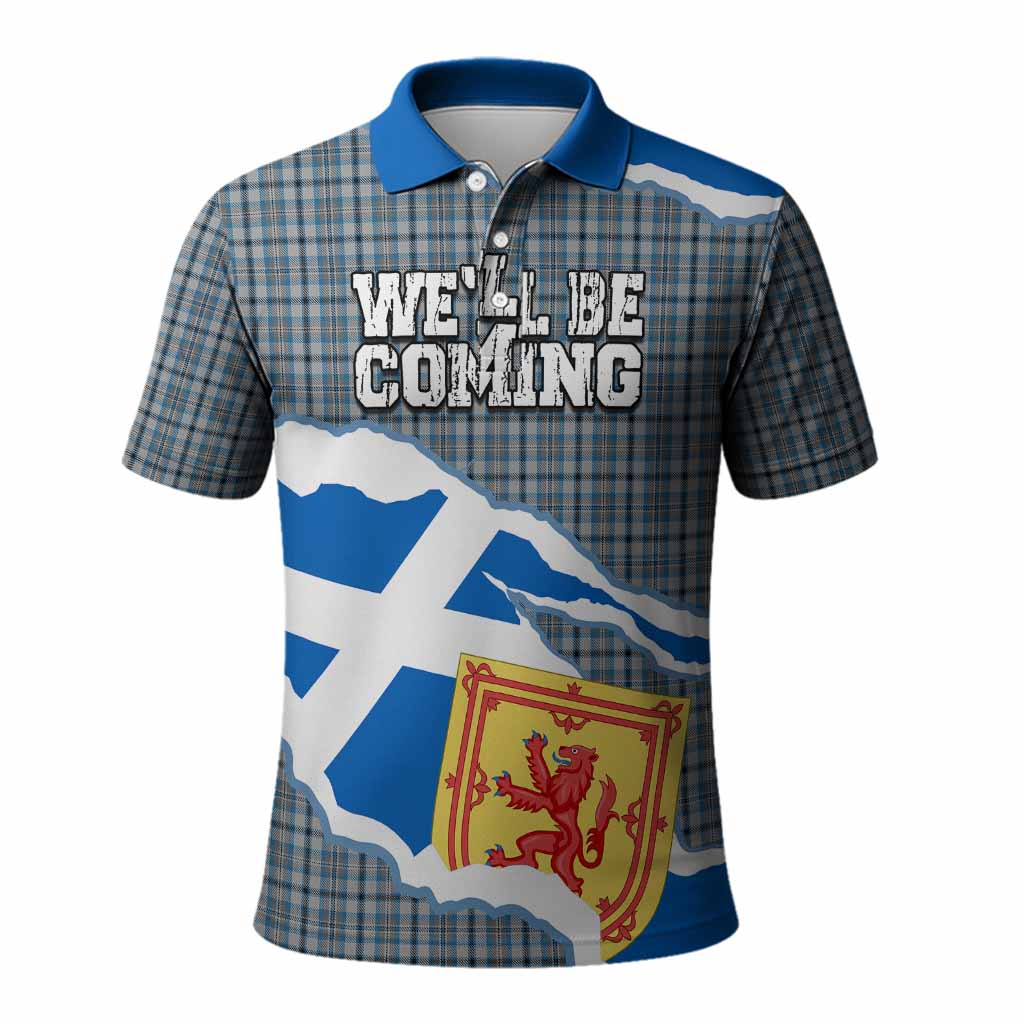 Conquergood Scotland Football Tartan Polo Shirt We'll Be Coming