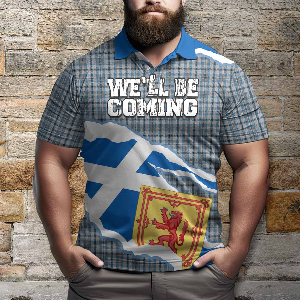 Conquergood Scotland Football Tartan Polo Shirt We'll Be Coming