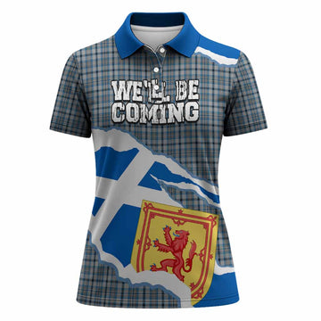 Conquergood Scotland Football Tartan Women Polo Shirt We'll Be Coming