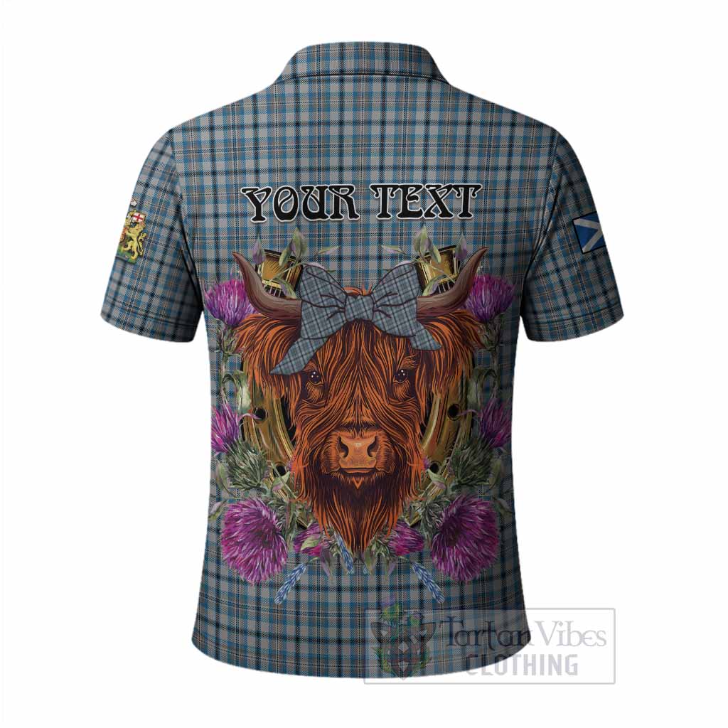 Conquergood Tartan Polo Shirt Scottish Thistle Heilan Coo