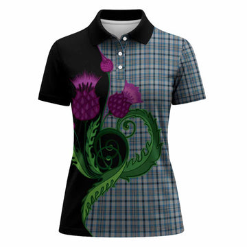 Conquergood Tartan Women Polo Shirt Traditional Scottish Thistle