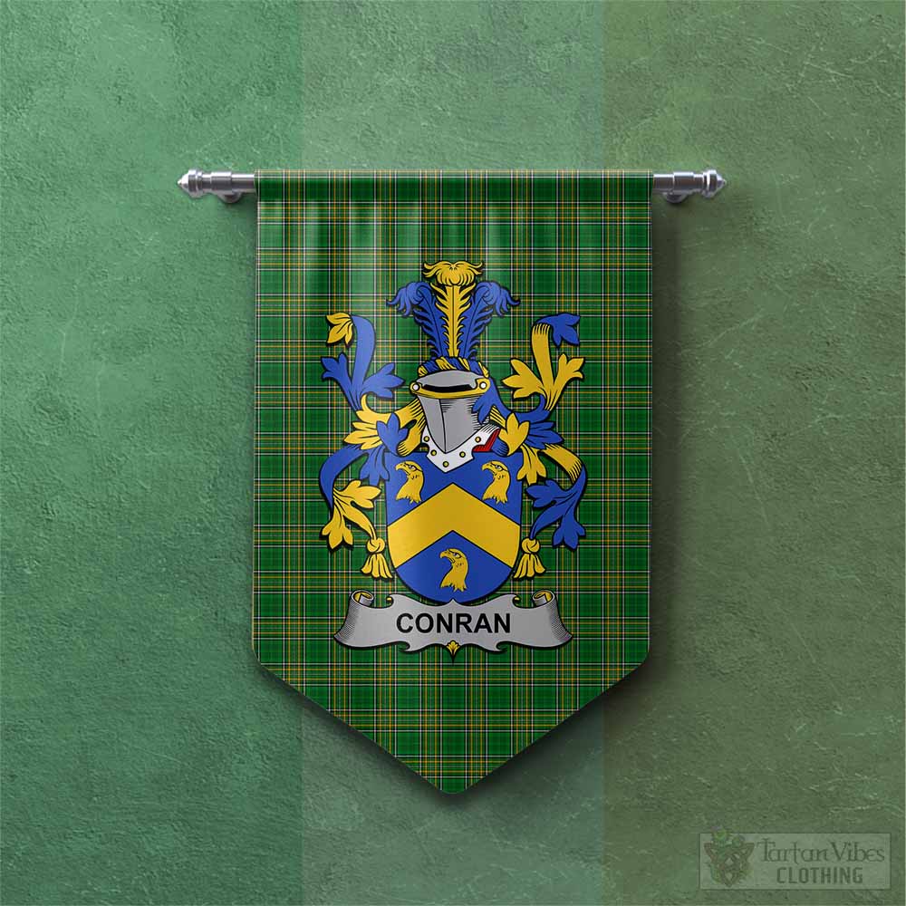 Conran Irish Clan Tartan Gonfalon, Tartan Banner with Coat of Arms Chevron - Tartan Vibes Clothing