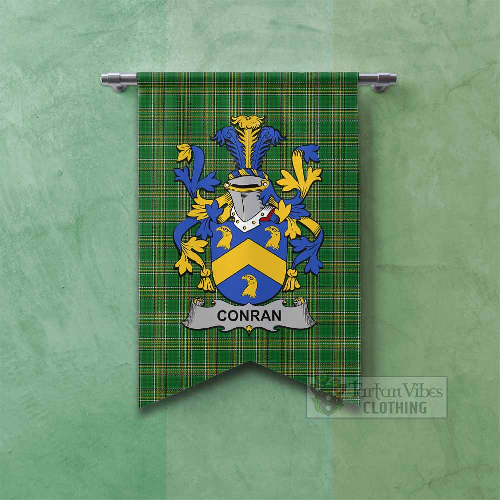 Conran Irish Clan Tartan Gonfalon, Tartan Banner with Coat of Arms Fishtail - Tartan Vibes Clothing