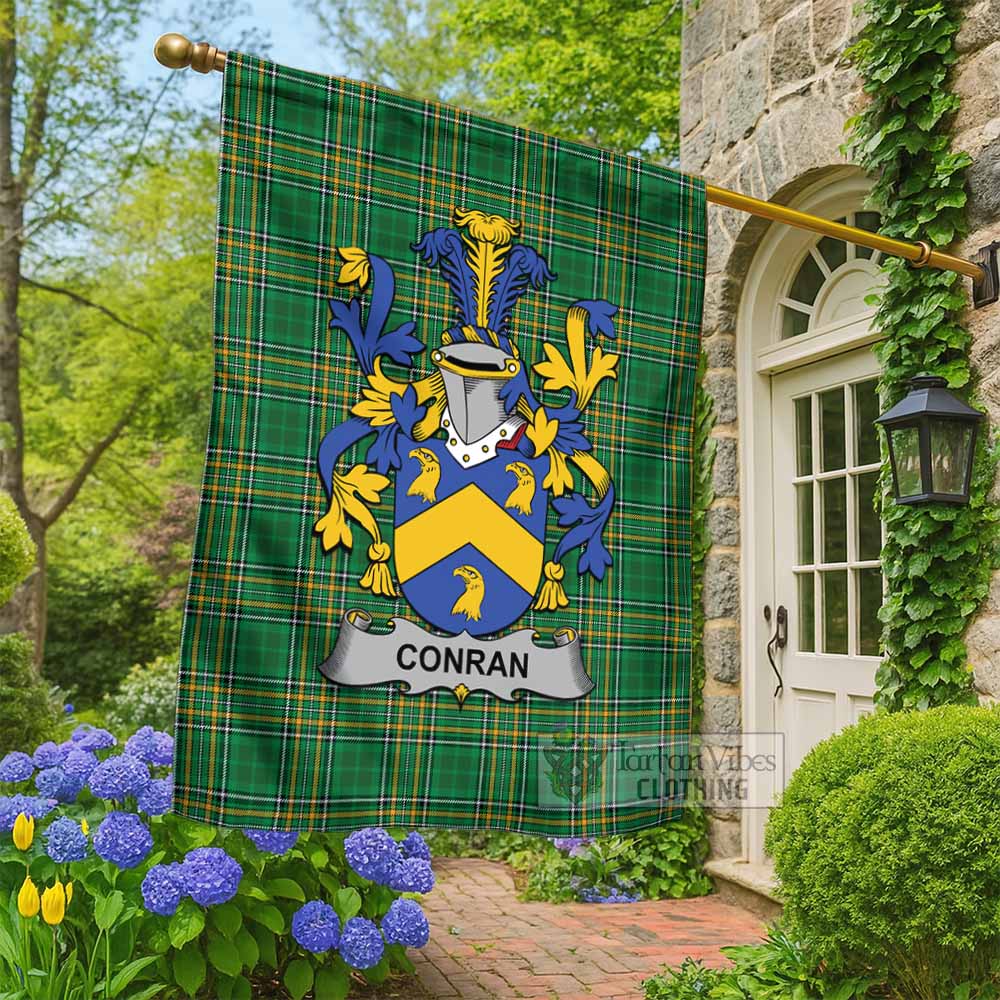 Conran Irish Clan Tartan Flag with Coat of Arms
