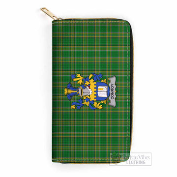 Tartan Vibes Clothing Conroy Irish Clan Tartan Women's Leather Wallet with Coat of Arms